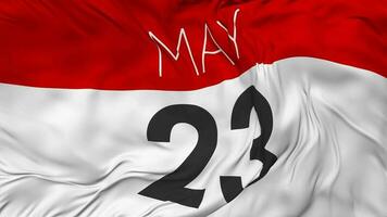 Twenty Third, 23rd May Date Seamless Looping Background, Looped Cloth Waving Slow Motion, 3D Rendering video