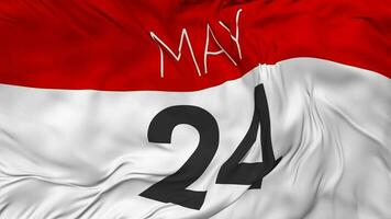 Twenty Fourth, 24th May Date Seamless Looping Background, Looped Cloth Waving Slow Motion, 3D Rendering video