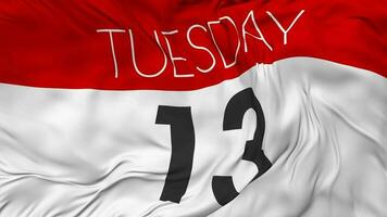 Thirteenth, 13th Tuesday Date Seamless Looping Background, Looped Cloth Waving Slow Motion, 3D Rendering video