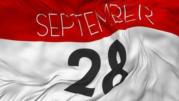 Twenty Eighth, 28th September Date Seamless Looping Background, Looped Cloth Waving Slow Motion, 3D Rendering video