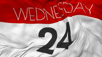 Twenty Fourth, 24th Wednesday Date Seamless Looping Background, Looped Cloth Waving Slow Motion, 3D Rendering video