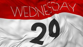 Twenty Ninth, 29th Wednesday Date Seamless Looping Background, Looped Cloth Waving Slow Motion, 3D Rendering video