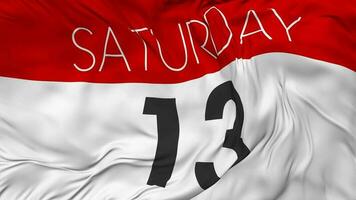 Thirteenth, 13th Saturday Date Seamless Looping Background, Looped Cloth Waving Slow Motion, 3D Rendering video