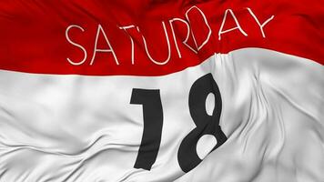 Eighteenth, 18th Saturday Date Seamless Looping Background, Looped Cloth Waving Slow Motion, 3D Rendering video