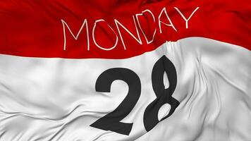 Twenty Eighth, 28th Monday Date Seamless Looping Background, Looped Cloth Waving Slow Motion, 3D Rendering video