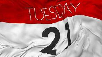 Twenty First, 21st Tuesday Date Seamless Looping Background, Looped Cloth Waving Slow Motion, 3D Rendering video