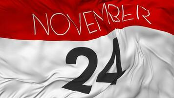 Twenty Fourth, 24th November Date Seamless Looping Background, Looped Cloth Waving Slow Motion, 3D Rendering video