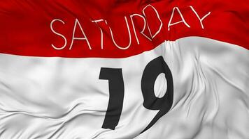 Nineteenth, 19th Saturday Date Seamless Looping Background, Looped Cloth Waving Slow Motion, 3D Rendering video