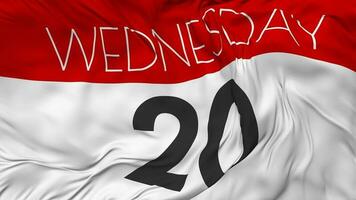 Twentieth, 20th Wednesday Date Seamless Looping Background, Looped Cloth Waving Slow Motion, 3D Rendering video