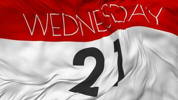 Twenty First, 21st Wednesday Date Seamless Looping Background, Looped Cloth Waving Slow Motion, 3D Rendering video