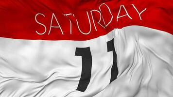 Eleventh, 11th Saturday Date Seamless Looping Background, Looped Cloth Waving Slow Motion, 3D Rendering video