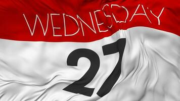Twenty Seventh, 27th Wednesday Date Seamless Looping Background, Looped Cloth Waving Slow Motion, 3D Rendering video