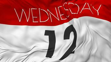 Twelfth, 12th Wednesday Date Seamless Looping Background, Looped Cloth Waving Slow Motion, 3D Rendering video