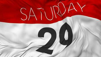 Twenty Ninth, 29th Saturday Date Seamless Looping Background, Looped Cloth Waving Slow Motion, 3D Rendering video