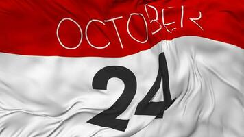 Twenty Fourth, 24th October Date Seamless Looping Background, Looped Cloth Waving Slow Motion, 3D Rendering video