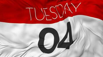 Fourth, 4th Tuesday Date Seamless Looping Background, Looped Cloth Waving Slow Motion, 3D Rendering video