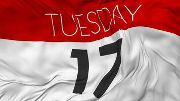 Seventeenth, 17th Tuesday Date Seamless Looping Background, Looped Cloth Waving Slow Motion, 3D Rendering video