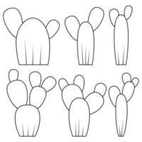 Set of cacti in black lines coloring sheet vector