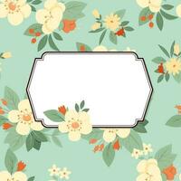 Floral seamless pattern with label in the center vector