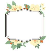 Vintage label with flowers and leaves vector