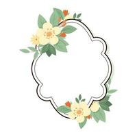 White vintage label with flower and leaf arrangements vector