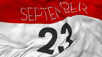 Twenty Third, 23rd September Date Seamless Looping Background, Looped Cloth Waving Slow Motion, 3D Rendering video