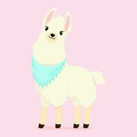 Lama in mexican bandana on pink background vector