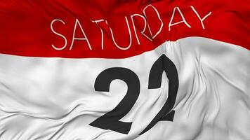 Twenty Second, 22nd Saturday Date Seamless Looping Background, Looped Cloth Waving Slow Motion, 3D Rendering video