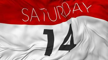 Fourteenth, 14th Saturday Date Seamless Looping Background, Looped Cloth Waving Slow Motion, 3D Rendering video