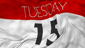 Fifteenth, 15th Tuesday Date Seamless Looping Background, Looped Cloth Waving Slow Motion, 3D Rendering video