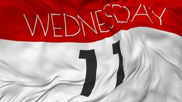 Eleventh, 11th Wednesday Date Seamless Looping Background, Looped Cloth Waving Slow Motion, 3D Rendering video