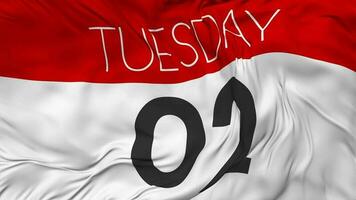 Second, 2nd Tuesday Date Seamless Looping Background, Looped Cloth Waving Slow Motion, 3D Rendering video