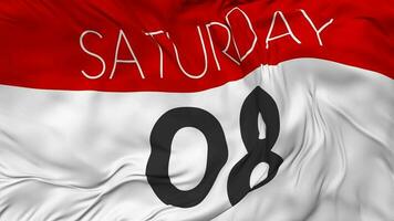 Eighth, 8th Saturday Date Seamless Looping Background, Looped Cloth Waving Slow Motion, 3D Rendering video