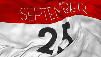 Twenty Fifth, 25th September Date Seamless Looping Background, Looped Cloth Waving Slow Motion, 3D Rendering video