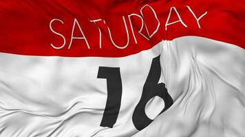 Sixteenth, 16th Saturday Date Seamless Looping Background, Looped Cloth Waving Slow Motion, 3D Rendering video