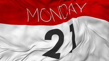 Twenty First, 21st Monday Date Seamless Looping Background, Looped Cloth Waving Slow Motion, 3D Rendering video