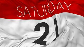 Twenty First, 21st Saturday Date Seamless Looping Background, Looped Cloth Waving Slow Motion, 3D Rendering video