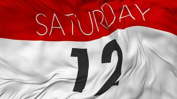 Twelfth, 12th Saturday Date Seamless Looping Background, Looped Cloth Waving Slow Motion, 3D Rendering video