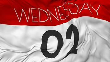 Second, 2nd Wednesday Date Seamless Looping Background, Looped Cloth Waving Slow Motion, 3D Rendering video