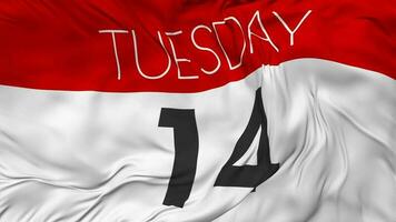 Fourteenth, 14th Tuesday Date Seamless Looping Background, Looped Cloth Waving Slow Motion, 3D Rendering video