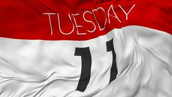 Eleventh, 11th Tuesday Date Seamless Looping Background, Looped Cloth Waving Slow Motion, 3D Rendering video