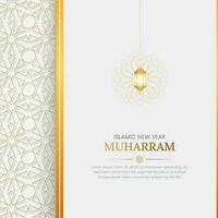 muharram islámico nuevo año social medios de comunicación enviar con Arábica modelo y ornamento vector