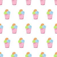 Seamless Pattern with Sorbet Ice Creams In Paper Cups vector