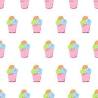 Seamless Pattern with Sorbet Ice Creams In Paper Cups vector