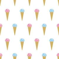Seamless Pattern with Creamy Ice Creams In Waffle Cones vector