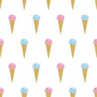 Seamless Pattern with Creamy Ice Creams In Waffle Cones vector