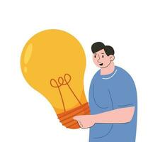 Men Holding Light Bulbs Cartoon Character vector illustration