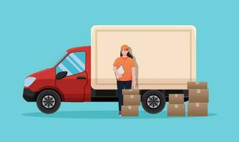 entrega Servicio con entrega camión vector ilustración