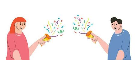 people holding confetti popper. Party Icon vector illustration