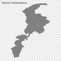 High Quality map is a province of Pakistan, with borders of the divisions vector